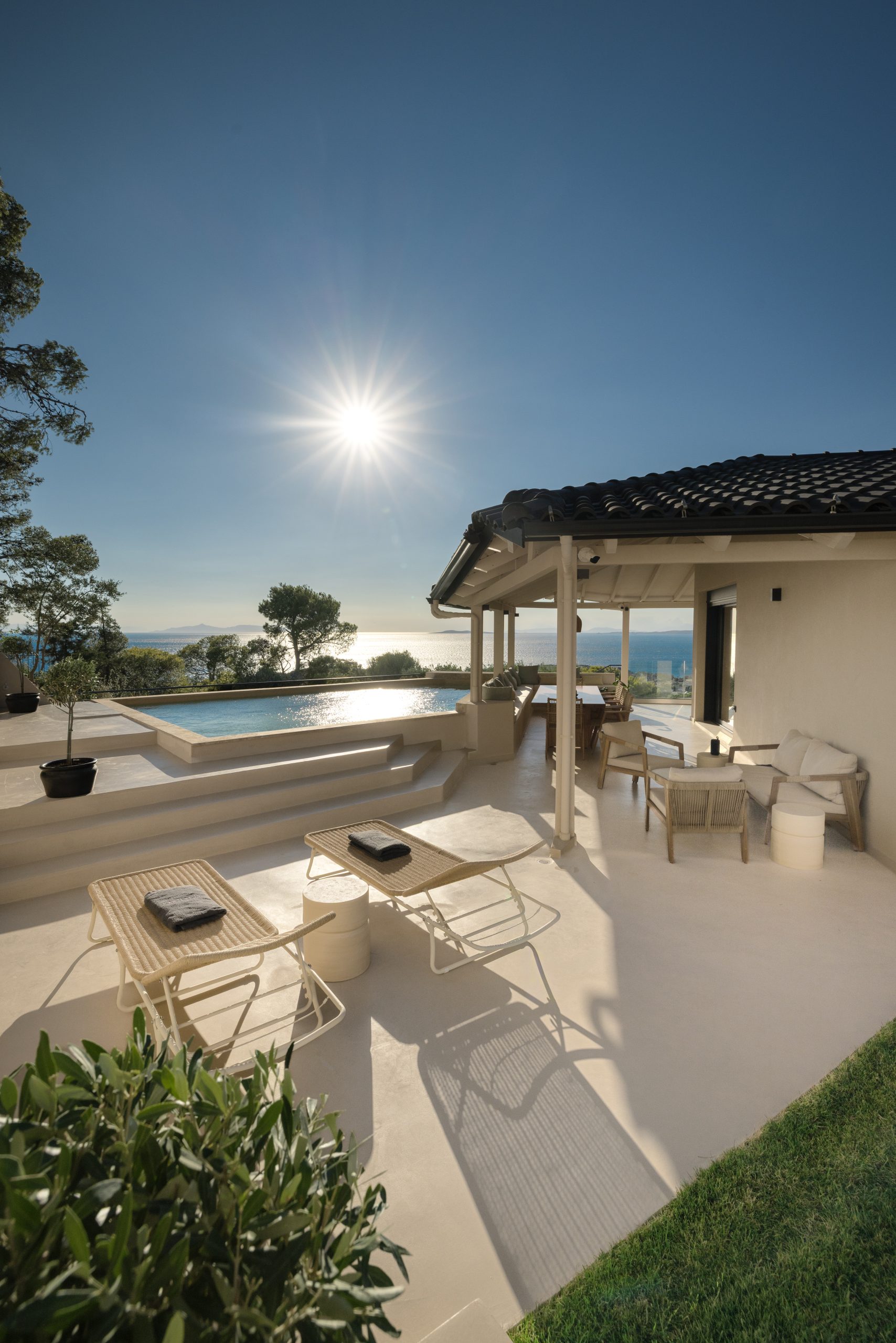 Infinity pool overlooking the sea at a luxury villa in Athens Riviera